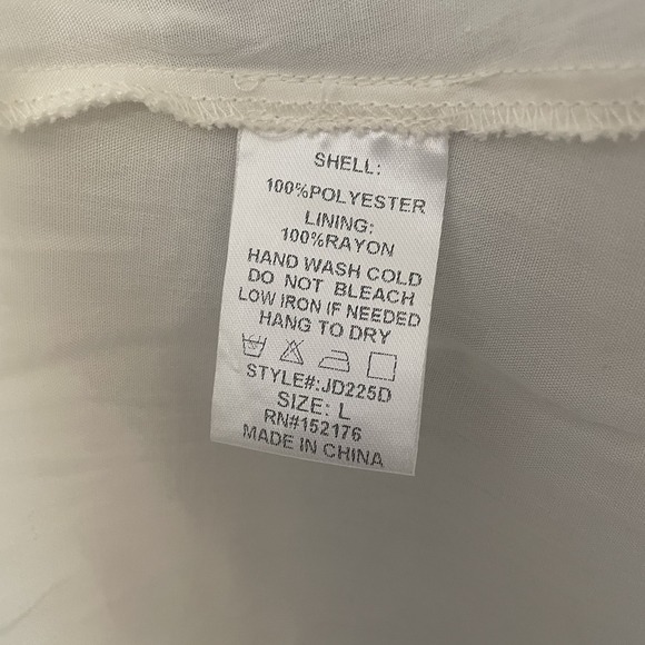 RESET BY JANE Sz L Claire Ruffle Tiered Mini Dress Satin Tie Neck Champagne Boho - Picture 9 of 9